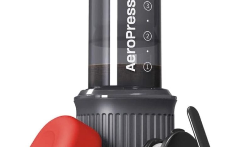 AEROPRESS GO ماكينة قهوة للسفر وصناعة الإسبريسو AEROPRESS - AEROPRESS GO COFFEE MAKER | Travel, Hiking & Camping, All-in-One French Press, Pour-Over & Espresso Style Manual Brewer, 2 Min Brew