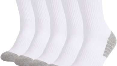 جوارب كوتون 5 Pairs Cushioned Crew للرجال والنساء 5 Pairs Cushioned Crew Cotton Socks for Men Women