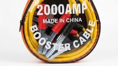 كابل شحن بطارية سيارة Car Booster Cable 2000A مع حقيبة Car Booster Cable 2000A Car Battery Jump Starter Cables Yellow Red Black Subscription Cables with Carrying Bag Battery Booster Wire for Emergency Jump Start Empty Car Battery Rescue Cable