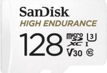 بطاقة SanDisk 128GB كلاس 10 لمراقبة الفيديو SanDisk 128GB High Endurance Video MicroSDXC Card with Adapter for Dash Cam and Home Monitoring systems - C10, U3, V30, 4K UHD, Micro SD Card - SDSQQNR-128G-GN6IA