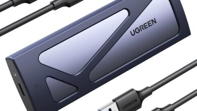 UGREEN M.2 NVMe Enclosure SSD Adapter, 10Gbps USB C 3.2 Gen2, Tool-Free External Enclosure NVMe Reader Supports M and B&M Keys and Size 2230/2242 /2260/2280 SSDs, Thunderbolt 3 Compatible