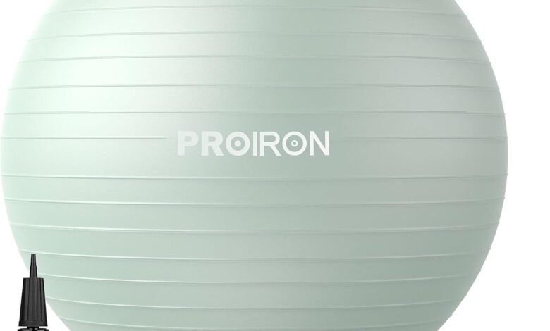 PROIRON كرة تمرين مضادة للانفجار بدعم 500 كجم PROIRON Exercise Ball Anti-Burst Yoga Ball Chair with Quick Pump Slip Resistant Gym Ball Supports 500KG Balance Ball for Pilates Yoga Birthing Pregnancy Stability Gym Workout Training