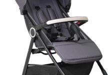 Lightweight Baby Travel Stroller, Compact & Airplane-Friendly, 4.95KG Only, One-Hand Fold,Large basket, Mesh Ventilative Seat, Portable Travel Toddler, Gray