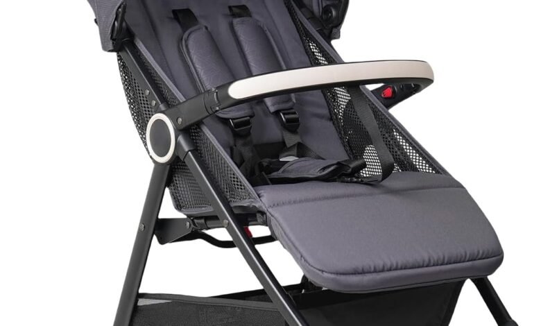 Lightweight Baby Travel Stroller, Compact & Airplane-Friendly, 4.95KG Only, One-Hand Fold,Large basket, Mesh Ventilative Seat, Portable Travel Toddler, Gray