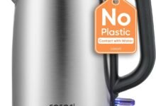 COSORI Electric Kettle 1.7L 3000W, Plastic-free Interior, Lids Open at 2 Angles, Easy to Clean, Automatic Shut Off & Boil-Dry Protection, Stainless Steel Tea Kettle, Hot Water Boiler & Heater, S152