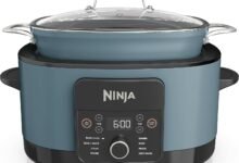 Ninja Foodi PossibleCooker MC1001UK 8-in-1 Slow Cooker with Removable Nonstick Saucepan, Steaming Rack, Built-In Spoon and Glass Lid, Slow Cooker, Saute, Braiser, Steamer and