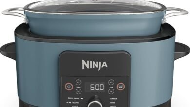 Ninja Foodi PossibleCooker MC1001UK 8-in-1 Slow Cooker with Removable Nonstick Saucepan, Steaming Rack, Built-In Spoon and Glass Lid, Slow Cooker, Saute, Braiser, Steamer and