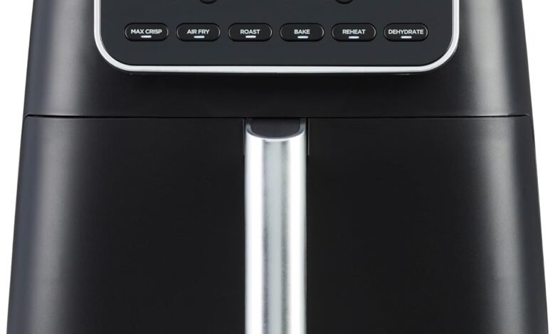 Ninja Air Fryer MAX PRO 6.2L، مقلاة هوائية رقمية، كبيرة الحجم Ninja Air Fryer MAX PRO, 6.2L, Large Square Single Drawer, Roast, Bake, Air Fry, Family Size, Digital, Non-Stick, Dishwasher Safe Basket & Crisper Plate, Black, AF180ME, 2 Years Warranty
