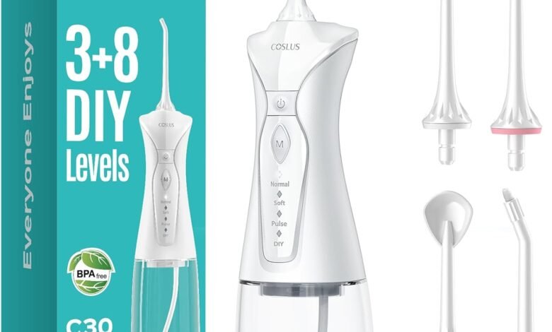 COSLUS C30 جهاز تنظيف الأسنان بالماء لعناية اللثة COSLUS C30 Water Flosser for Teeth Braces Gum Care, Portable Oral Irrigador
