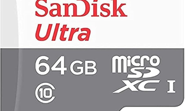 بطاقة Sandisk Ultra 64Gb MicroSDXC UHS-1 سرعة 100MB/s Sandisk Ultra 64Gb Microsdxc Uhs-1 Card 100Mb/S Sdsqunr-064G-Gn3Mn