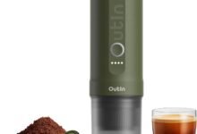 Outin Nano ماكينة قهوة محمولة، تسخين ذاتي، USB-C Outin Nano Portable Electric Espresso Machine, Travel Coffee Maker for Camping, Car Coffee Maker Self-Heating with USB-C, With Ground Coffee & NS Capsule for RV, Hiking, Office