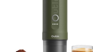 Outin Nano ماكينة قهوة محمولة، تسخين ذاتي، USB-C Outin Nano Portable Electric Espresso Machine, Travel Coffee Maker for Camping, Car Coffee Maker Self-Heating with USB-C, With Ground Coffee & NS Capsule for RV, Hiking, Office