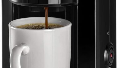 BLACK+DECKER Coffee Maker, 350W, 125ml Water Tank, Compact One-Cup Coffee Machine with Ceramic Mug, Auto Shut-Off, Durable Nylon Filter, One-Button Control, For Drip Espresso, Black - DCM25N-B5
