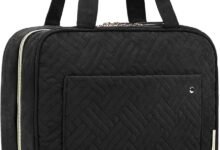 BAGSMART Large Toiletry Bag Travel Bag with Hanging Hook, Water-resistant Makeup Cosmetic Bag Travel Organizer for Accessories, Shampoo, Full Sized Container, Toiletries