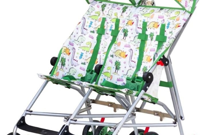 The Moon Brand Jet Plus Twin Buggy عرباية سفر خفيفة، طي مظلة ويتحرك بـ 360 درجة The Moon Brand Jet Plus Twin Buggy Lightweight Travel strollers,5-point safety Harnesses, Umbrella Fold-360 Rotating Front wheels-large canopy-Linked brake- up to 30Kg,6m+-Green