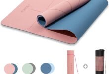 HERUI Yoga Mat Alignment Lines Anti-Slip Exercise Mat with Carrying Bag Fitness Mat for Pilates 183CM*61CM*6MM Thickness for Woman Man Beginners