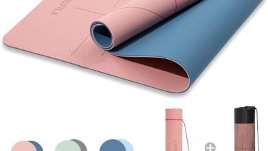 HERUI Yoga Mat Alignment Lines Anti-Slip Exercise Mat with Carrying Bag Fitness Mat for Pilates 183CM*61CM*6MM Thickness for Woman Man Beginners