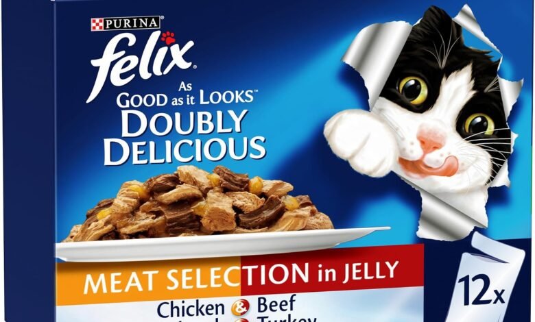 طعام رطب قطط Purina Felix بمذاقات لحم 85غ (12 علبة) Purina Felix As Good As It Look Doubly Delicious Wet Cat Food Meat Selections 85g (Pack of 12)
