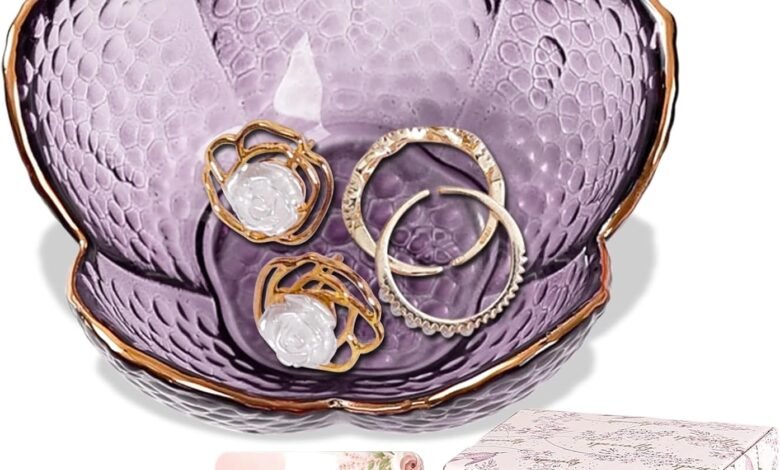 Jewelry Tray Glass Ring Dish Trinket Tray Gifts For Women Unique Birthday Gifts For Friends Sisters Jewelry Organizer Key Bowl Cute Room Decor Small Women Friendship Christmas House Warming Gift