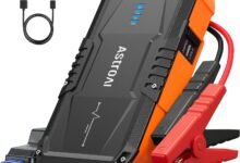 س jumps Starter AstroAI المحمول 12V مع بمصباح LED AstroAI Jump Starter Portable Car Jump Starter 12V Car Battery Charger | For Up to 6.0L Gas & 3.0L Diesel Engines like motorcycles, cars, SUVs, pickups, lawnmowers With Smart Jumper and LED Torch