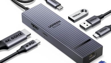 UGREEN USB C Hub 6-in-1, RJ45, 4K 60Hz HDMI, PD, 10Gbps USB C& A Data