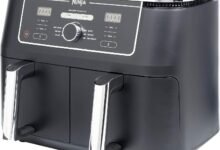 نinja Foodi AF400ME قلاية هوائية مزدوجة بسعت 9.5 لتر Ninja Foodi Dual Zone Air Fryer 2 Drawers, 6 Cooking Functions, 9.5L Capacity, Black, AF400ME, 2 Years Warranty