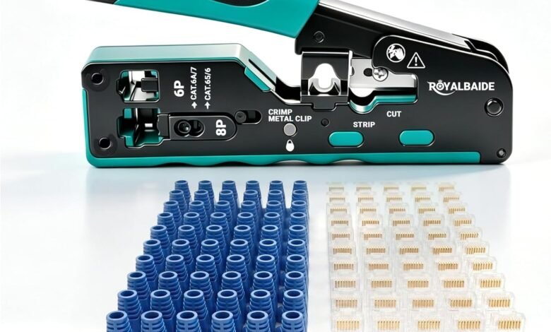 أداة تجعيد إيثيرنت All-In-One Cat5 Cat6 Cat7، متعددة الاستخدامات All-In-One Modular Ethernet Crimping Tool Cat5 Cat6 Cat7,Crimper Tool Kit