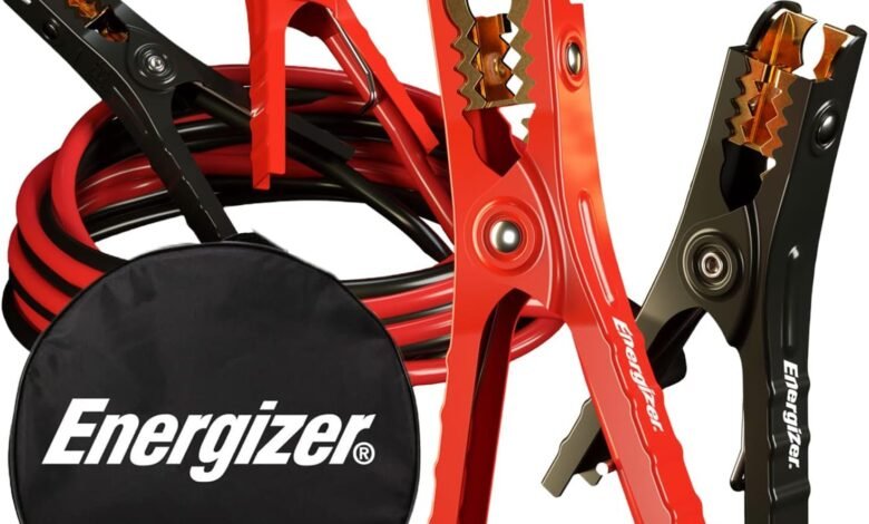 أسلاك قفز Energizer Jumper Cables لح batería خودرو 16 قدم Energizer Jumper Cables for Car Battery, Heavy Duty Automotive Booster Cables for Jump Starting Dead or Weak Batteries with Carrying Bag Included (16-Feet (6-Gauge)
