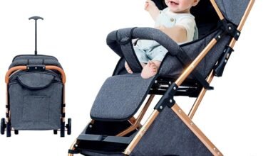 عربة أطفال 2 in 1 منجدة وخفيفة الوزن رمادي 2 in 1 Baby Stroller,Lightweight Toddler Travel Stroller for Airplane,Umbrella Stroller,High Landscape Bassinet Pram for Infant & Toddler (grey)