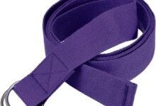 حزام يوغا Yoga Strap لتسهيل التمدد مع حلقة معدنية قابلة للتعديل Yoga Strap for Stretching, Cotton Yoga Belt with Adjustable Metal D-Ring Buckle Stretch Band for Fitness Pilates (Purple)