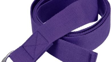 Yoga Strap for Stretching, Cotton Yoga Belt with Adjustable Metal D-Ring Buckle Stretch Band for Fitness Pilates (Purple)