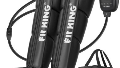 FIT KING نظام استرجاع هوائي، أحذية مساج للقدم والساق FIT KING Air Compression Recovery System, Foot and Leg Air Massage Boots for Blood Circulation and Fast Recovery, Compression Boot for Circulation, Muscle Pain Relief Device (Medium-FSA HSA Approved)