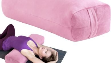 MABOZOO Yoga Bolster Pillow, Rectangular Yoga Bolster for Restorative Yoga & Meditation, Professional Meditation Cushion with Carry Handle, 27"X10"X6"