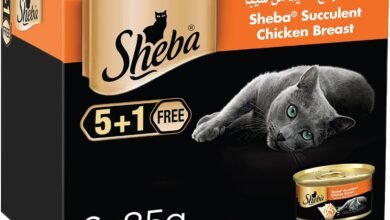 طعام شهي للقطط من شيبا - صدور دجاج مع فيتامينات بدون حبوب 6 × 85غ Sheba Wet Cat Food Canned Delicious Chicken Breast, Made with Natural Chicken Plus Essential Vitamins and Minerals, Sheba Wet Food Made with Grain Free Formula Suitable for Sensitive Cats, 6 x 85g