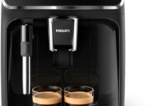 ماكينة قهوة أوتوماتيكية Philips EP2224/43، شاشات لمسية، رغوة حليب كلاسيكية Philips Fully Automatic Coffee Machine, 2 Hot Beverages | 2200 Series, Intuitive Touchscreen, Classic Milk Frother |12 Ceramic Grinder Settings, Cashmere Grey, EP2224/43