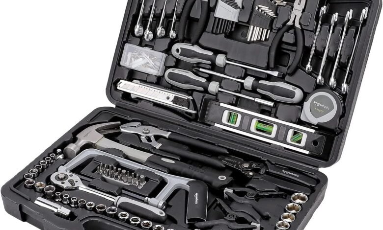 Amazon Basics 173-Piece General Household Home Repair and Mechanic's Hand Tool Kit Set