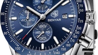 BY BENYAR Men's Waterproof Analog Quartz Chronograph Luminous Date Large Dial Classic Business Fashion Watches Leather Strap Elegant Gift for Men