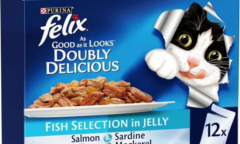 فيليكس أغلى من مظهره طعام مبلل للقطط بنكهة سمك 85غ (12 حبة) Felix As Good As It Look Doubly Delicious Wet Cat Food Fishy Selections 85g (Pack of 12)