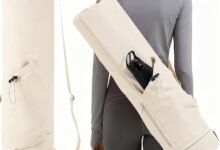 Tazweeq حقيبة سجادة يوغا مع جيب زجاجة ماء وجيب سفلي رطب Tazweeq Yoga Mat Bag, Multi-Functional Storage Bag with Water Bottle Pocket and Bottom Wet Pocket, Exercise Yoga Mat Carrier for Women Men