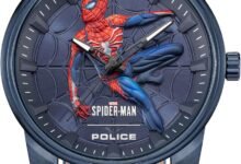 ساعة Superhero Edition للرجال 44mm بقرص رمادي وحزام جلدي أزرق Superhero Edition Men's 44mm Watch with Grey Dial & Blue Leather Strap