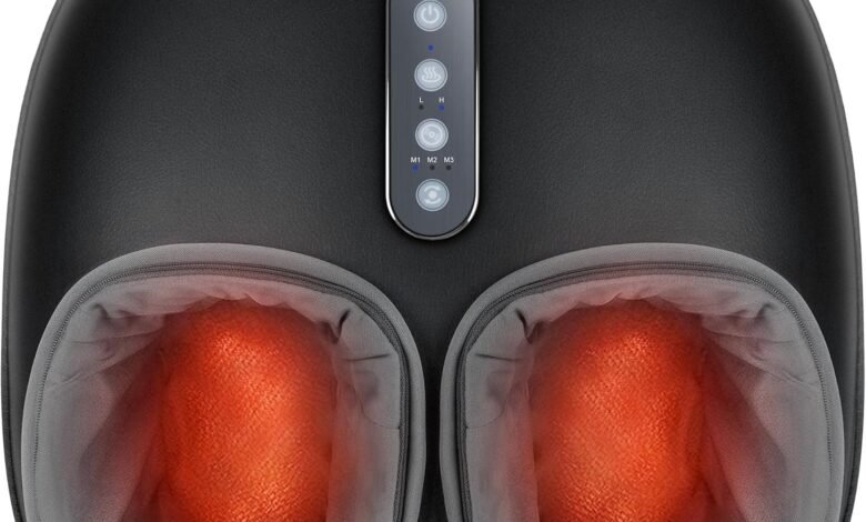 جهاز مساج قدم Medcursor مع حرارة وإعدادات متعددة Medcursor Foot Massager Machine with Heat Function, Deep Kneading Massager, Multi-Level Settings & Adjustable Intensity for Home or Office Use (Black)