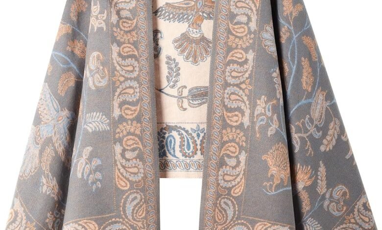 شال باشمينا للنساء Women Pashmina Shawl ناعم وقابل للعكس Women Pashmina Shawl Wrap for Women Scarf Reversible Holiday Gifts Scarf Winter Pashmina Shawls & Wraps for women Extra Soft Cashmere Feel Throw