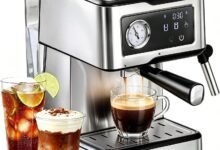 Cafelffe MK-901 ماكينة قهوة إسبريسو 20 بار مع حليب 1.5 لتر Cafelffe MK-901 20 Bar Espresso Coffee Machine Maker with Milk Frother - 950W / 1.5L, LED Touch Screen,Stainless Steel body,Powerful Steam for Latte/Cappuccino