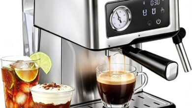 Cafelffe MK-901 ماكينة قهوة إسبريسو 20 بار مع حليب 1.5 لتر Cafelffe MK-901 20 Bar Espresso Coffee Machine Maker with Milk Frother - 950W / 1.5L, LED Touch Screen,Stainless Steel body,Powerful Steam for Latte/Cappuccino