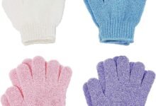 4 Pairs Exfoliating Gloves - Premium Scrub Wash Mitt for Shower,Spa,Massage and Body Scrubs - Spa Exfoliation Accessories For Men and Women