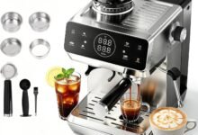 Cafelffe MK-903 ماكينة إسبرسو 20 بار مع مطحنة مدمجة Cafelffe MK-903 Professional 20 Bar Espresso Machine with Bulit In Grinder,Hot/Cold Mode Coffee Maker with Powerful Milk Frother for Latte/Cappuccino,Stainless Steel,1.8L Tank, 1500W Fast Brew