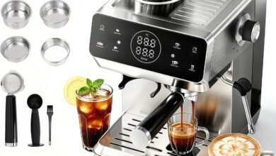 Cafelffe MK-903 ماكينة إسبرسو 20 بار مع مطحنة مدمجة Cafelffe MK-903 Professional 20 Bar Espresso Machine with Bulit In Grinder,Hot/Cold Mode Coffee Maker with Powerful Milk Frother for Latte/Cappuccino,Stainless Steel,1.8L Tank, 1500W Fast Brew